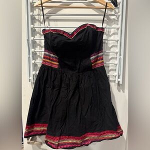 H&M Black Strapless Dress with Pink and Red Accents